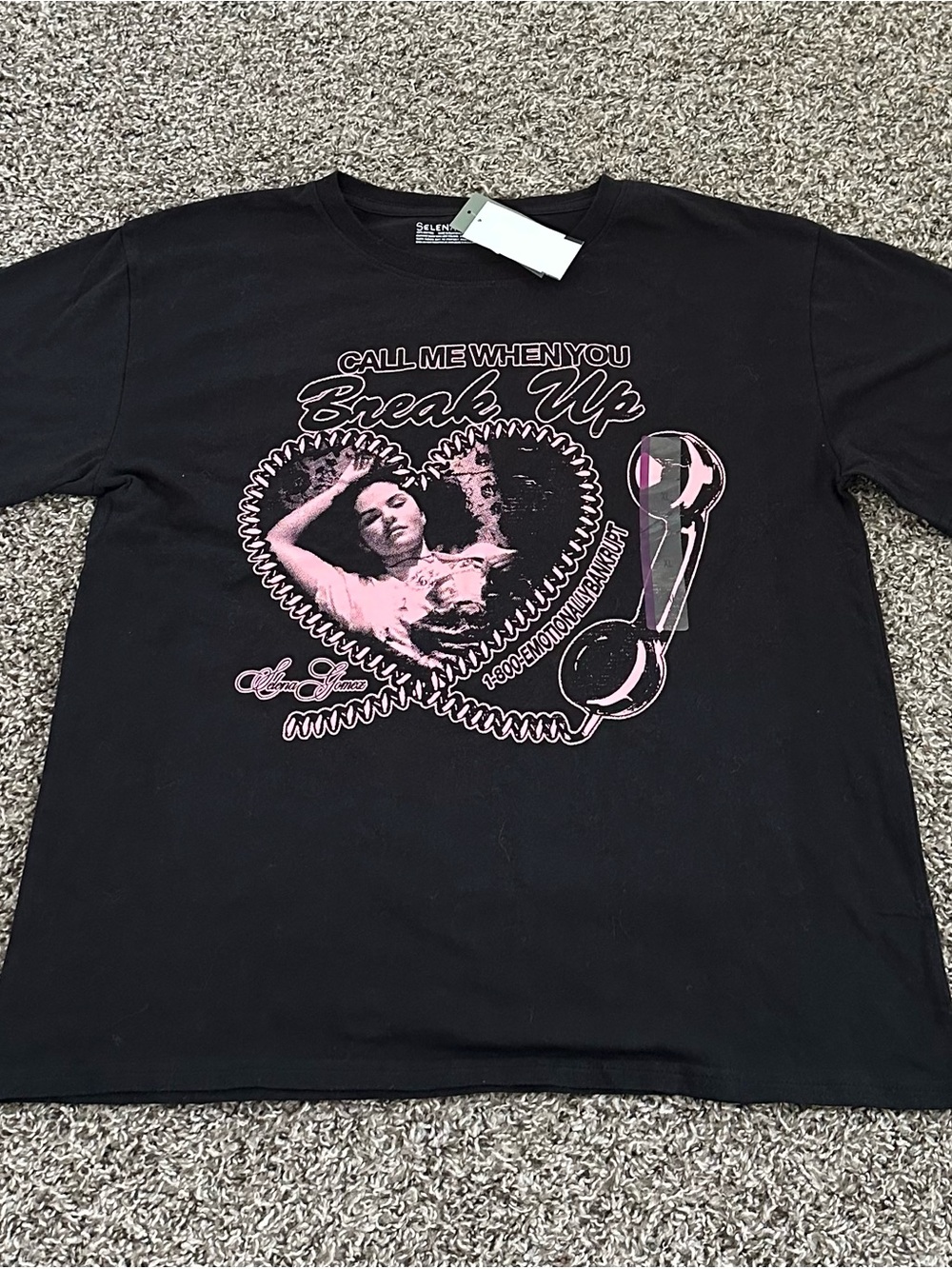 Target Black Short Sleeve Graphic Tee with Pink Print